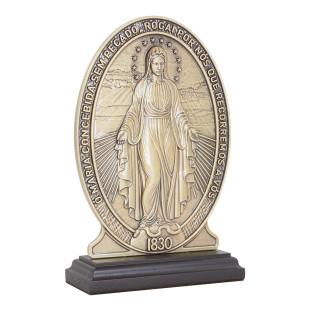 20416OV Adorno de Nossa Senhora das Graças Metal Ouro Velho 19cm